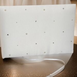 New Elegant White Pearl and Swarovski Crystal Accents Wedding Guestbook